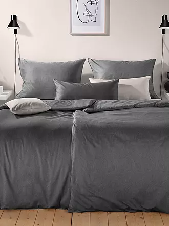FLEURESSE | Linge de lit en damas "Opal" 70x90cm/140x200cm | grau